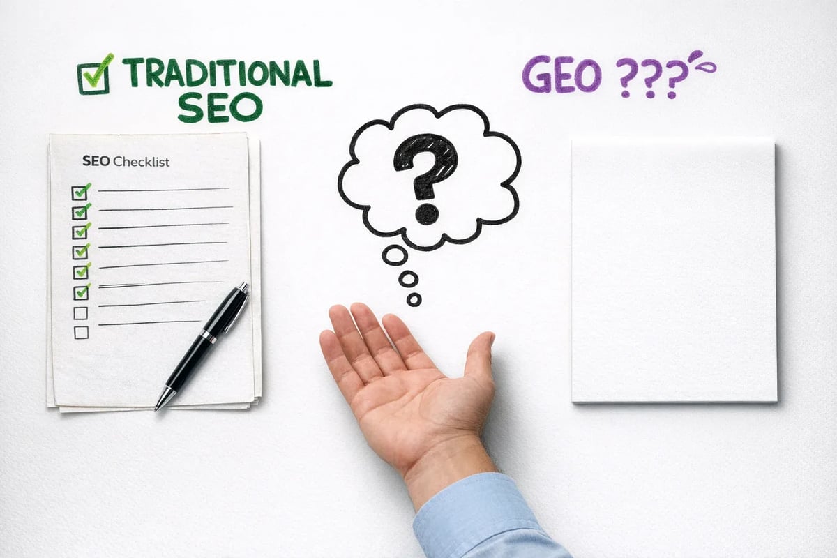 Traditional SEO: a known quantity. GEO: a question mark wearing a lab coat and asking for your budget.