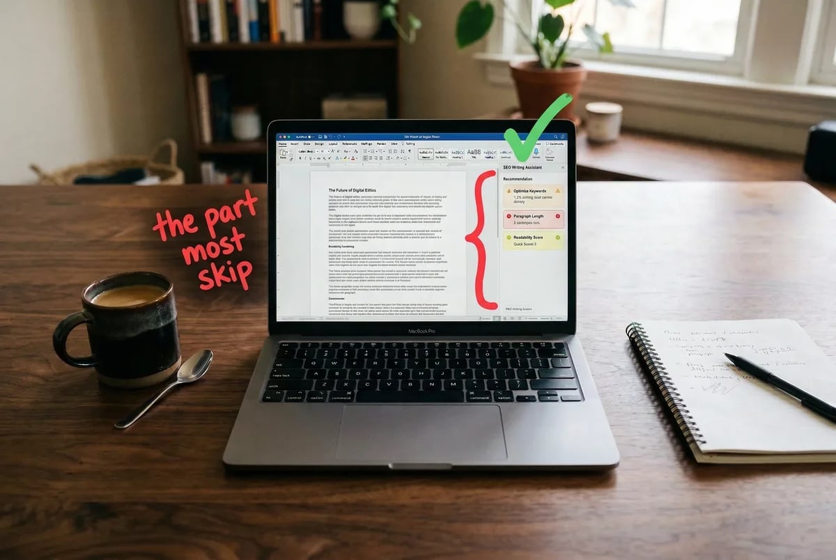 Pasting your draft into Semrush's SEO Writing Assistant surfaces topical gaps against top-ranking competitors — the second pass most writers skip.