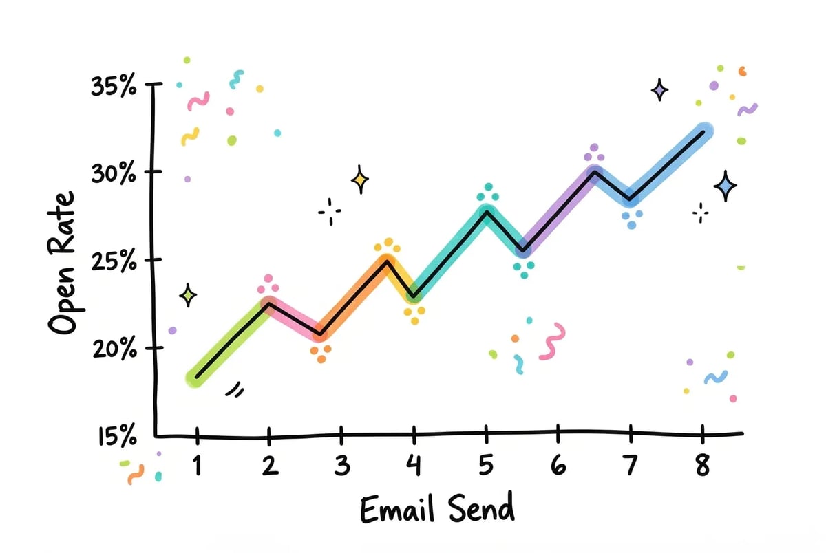 Open rates improve the way skill does — not overnight, but visibly, across enough reps.