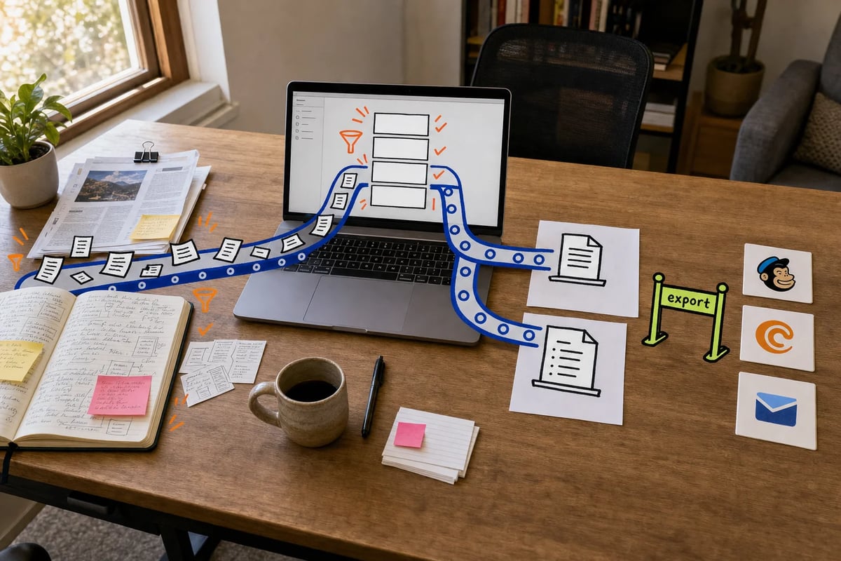 ClickMinded helps solve the blank draft problem, while your email platform still handles the sending, list, and publishing layer.