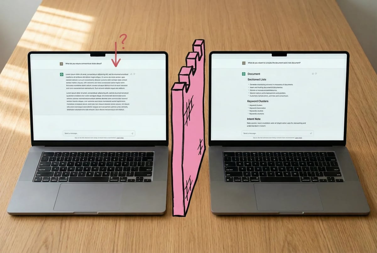 Same prompt, two very different outputs: the gap between them is not the tool, it is what you gave the tool to work with.