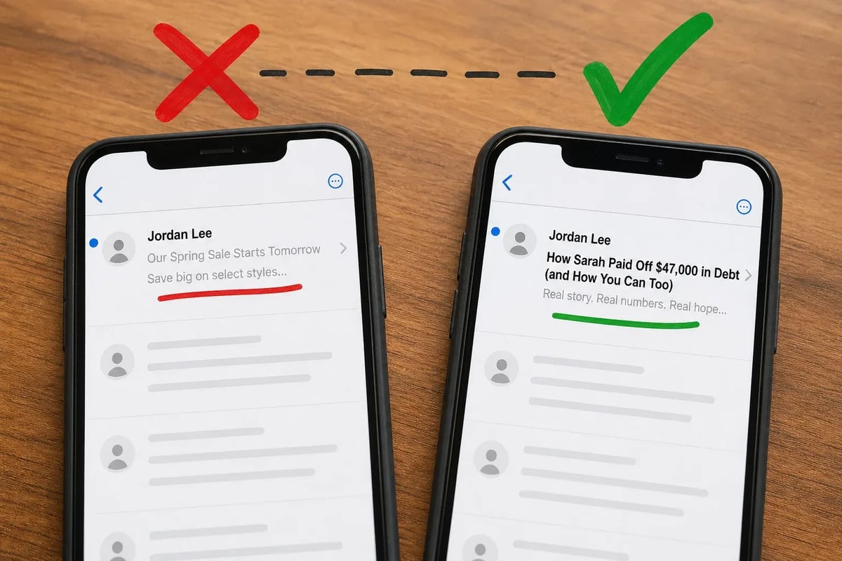 The subject line is the only audition your email gets, and 'Newsletter — June' fails it before the reader's thumb even slows down.