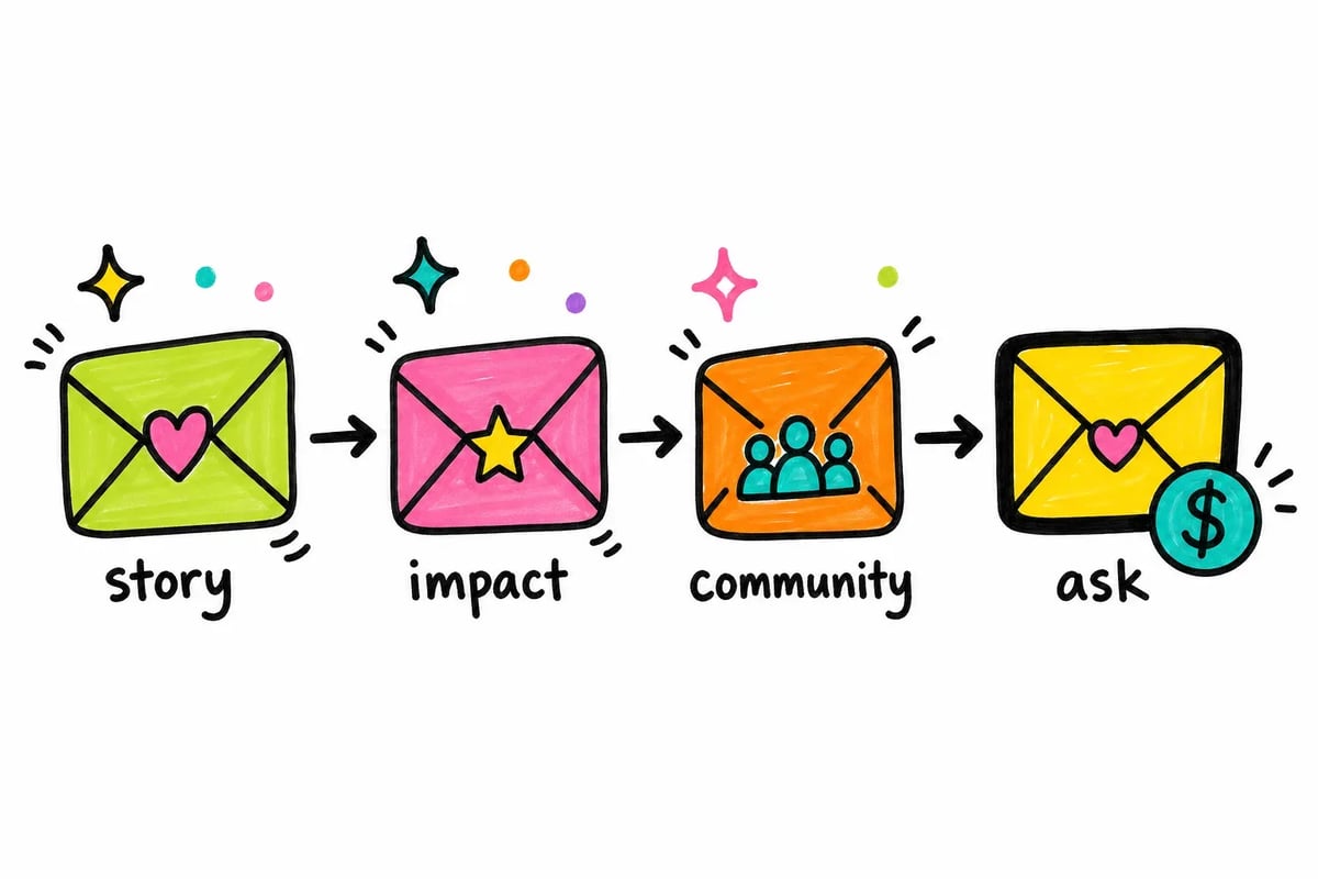 Three emails your donors open because they want to, then one ask that lands because trust is already there.