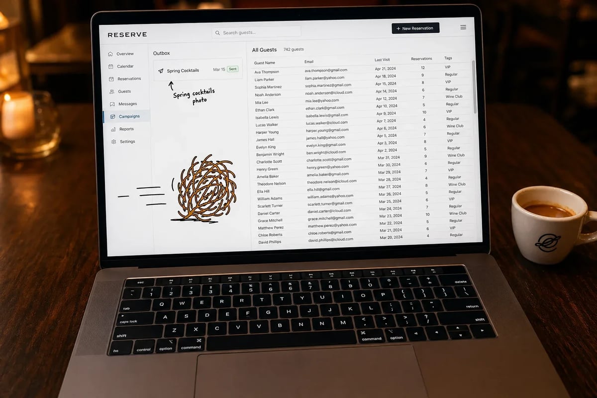Hundreds of guests who already love your food, sitting in a list while the outbox collects dust.