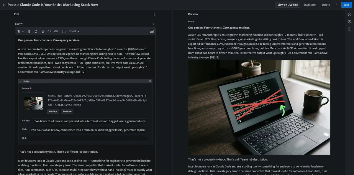 Editing content is just as easy and user-friendly as it was when we used WordPress.